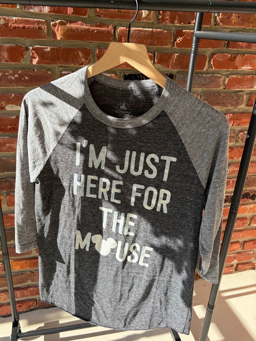Disney Grey Baseball Graphic Mickey Tee ‘I’m Just Here for the Mouse’